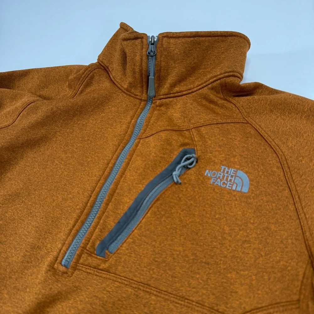 NORTH FACE 1/4 Zip Pullover‎ Smooth Face Fleece Sweatshirt Mens Small Orange